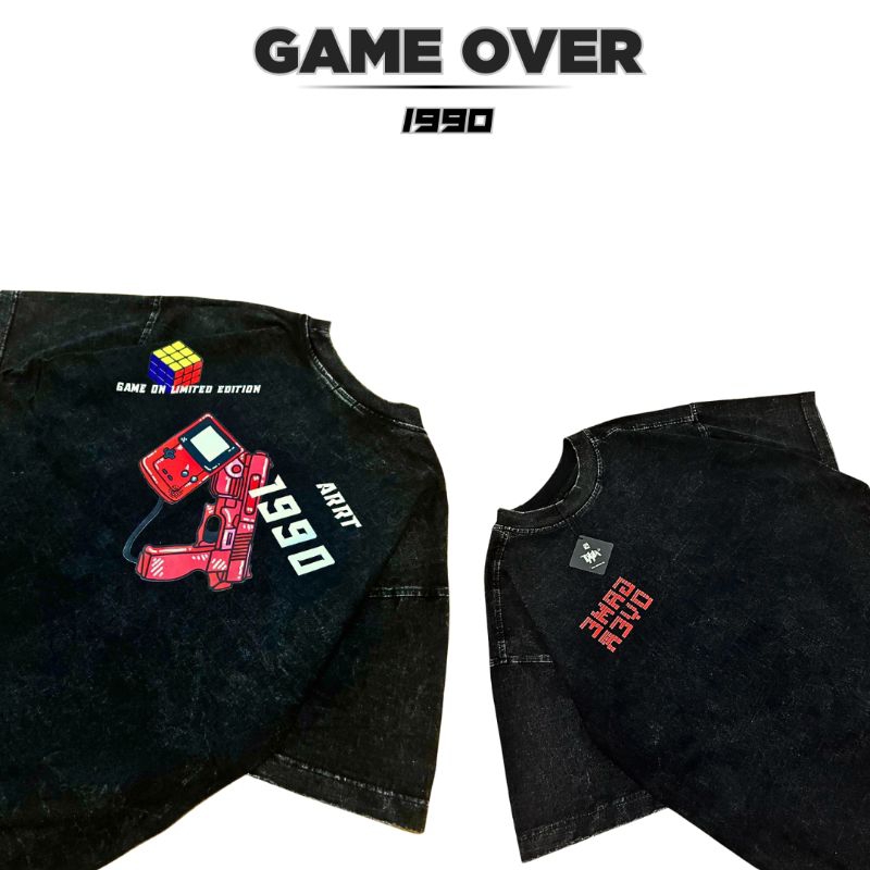 [ ARRT ] - เสื้อยืด Oversize ผ้าฟอกลาย GAME OVER 1990