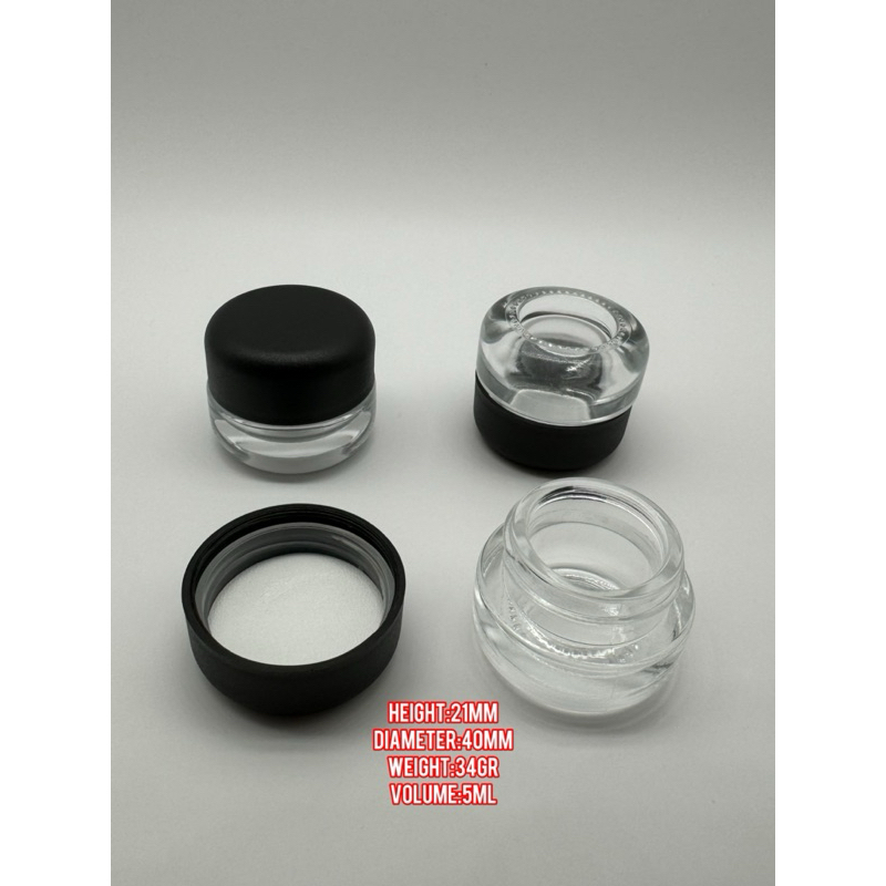 Wholesale Glass container for wax , dab, shatter, 5ml. Round glass Jar 5ml