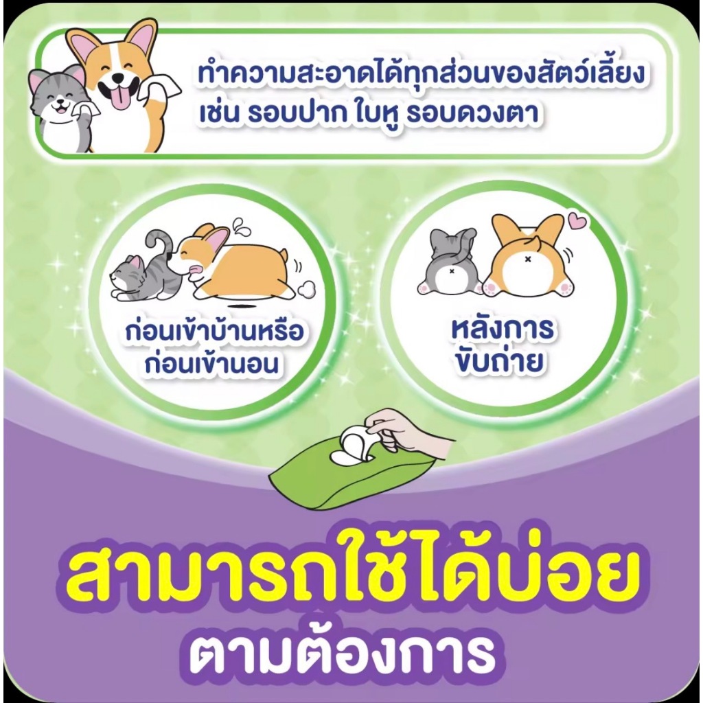 Unicharm Pet - Deo Clean Wipes เดโอ-คลีน ผ้าเปียกทำความสะอาดสัตว์เลี้ยง 20*20cm