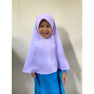ฮิญาบเด็กนักเรียนผ้าบิสกิน สีขาวโอโม่