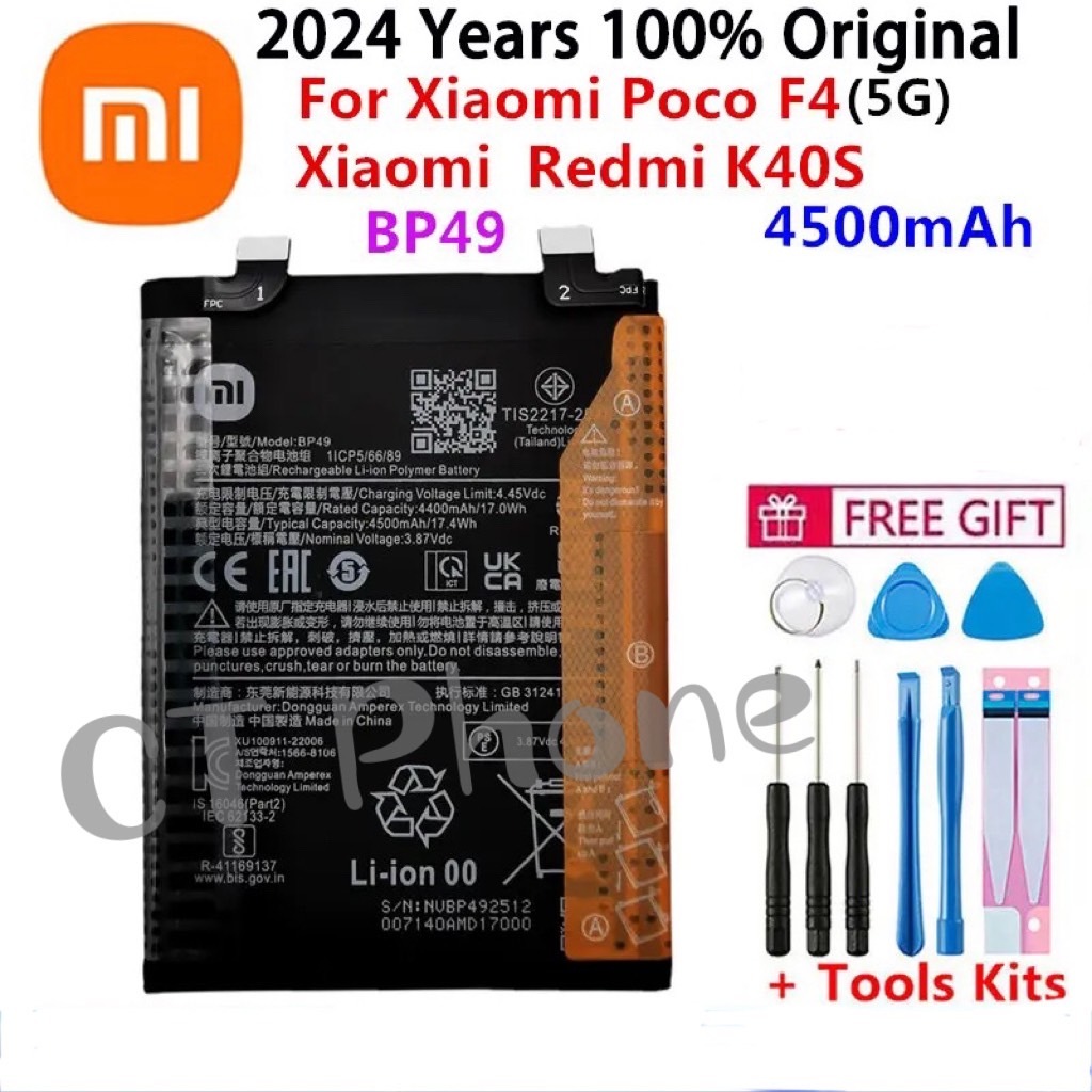 แบตแท้ Xiaomi poco F4 5G/Redmi K40S 4500mAh BP49 แถมฟรีชุดถอด+กาวติดแบต