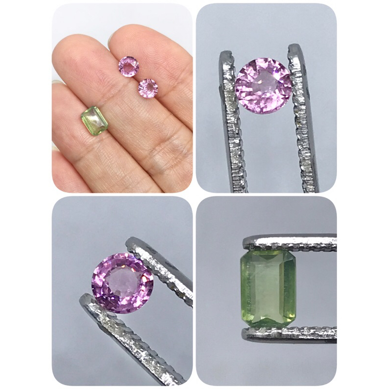 พลอยแท้เพทายเขียว/มาลายาการ์เนตสีพัดพารัดชาสวยใสVVS