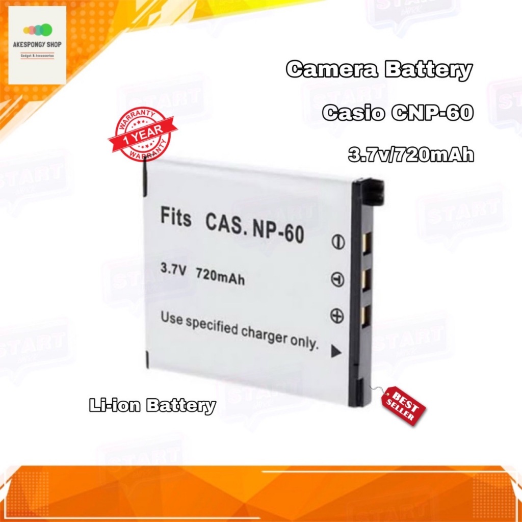แบตกล้อง Camera Battery Casio CNP-60 / CNP60 (3.7v/720mAh) Li-ion Battery รับประกัน 1 ปี