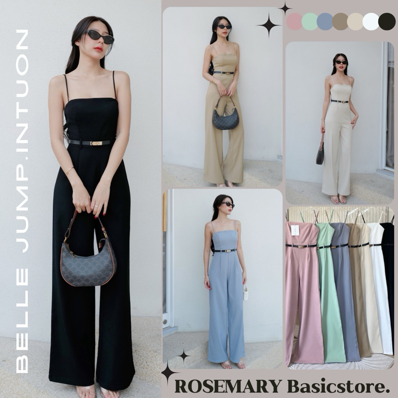 𝐁𝐞𝐥𝐥𝐞 𝐉𝐮𝐦𝐩 จั้มสูทขายาวสายเดี่ยว+เข็มขัด งานป้าย 𝐈𝐍𝐓𝐔𝐎𝐍 #Rosemary Basicstore