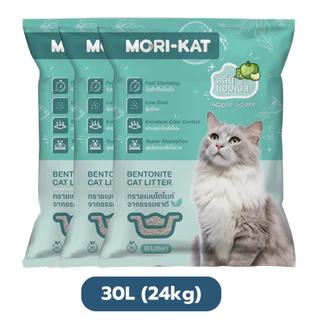 30Lทรายแมวเบนโทไนท์ (10Lx3ถุง) ยกกระสอบ MORI-KAT (24 กิโลกรัม)