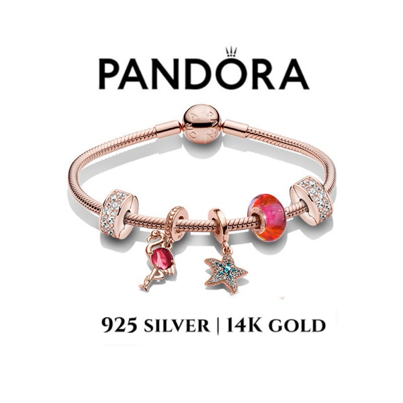[ ส่งจากกรุงเทพ ]Pandora สร้อยข้อมือ กำไล ลูกปัดอัญมณี สร้อยข้อมือคู่ Soft Pink Dreamland Bracelet ของแท้ 100%