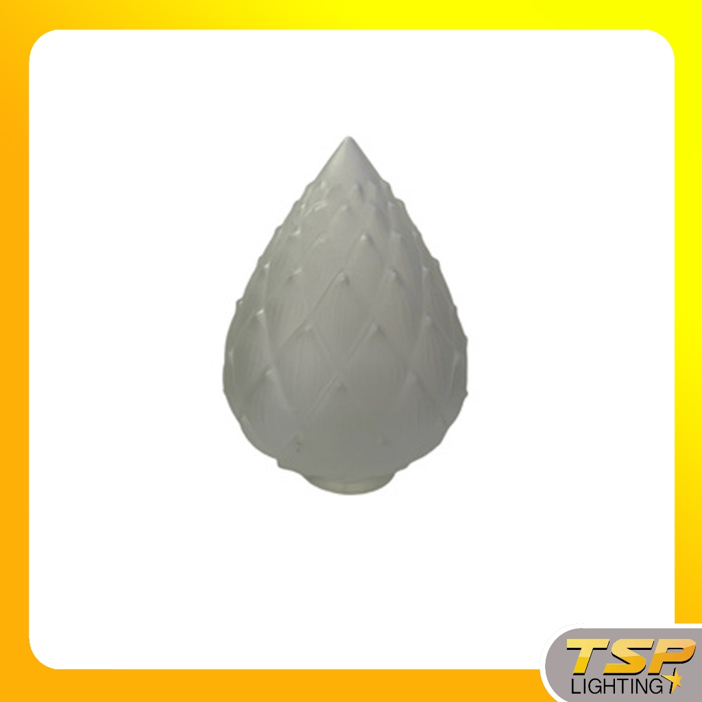 TSP Lighting │อะไหล่โคมไฟ โป๊ะแก้วเปล่า แก้วแท้ 100% โคมไฟหัวเสา โป๊ะแก้วลายบัวกลีบ 8 นิ้ว เฉพาะหัวเสา