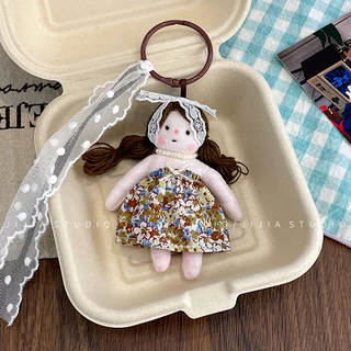 GJ1015 จี้กระเป๋า พวงกุญแจสาวผมแกะงานกำมะหยี่ไหมพรม น่ารัก พร้อมส่งไทย