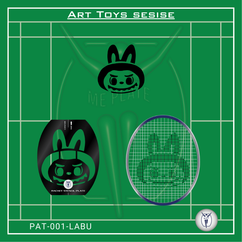 ME PLATE : Art Toys serise_AT แผ่นสกรีนเอ็น สำหรับไม้แบตมินตัน พลาสติก PP ไดคัท สีดำ หนา 0.5 mm.