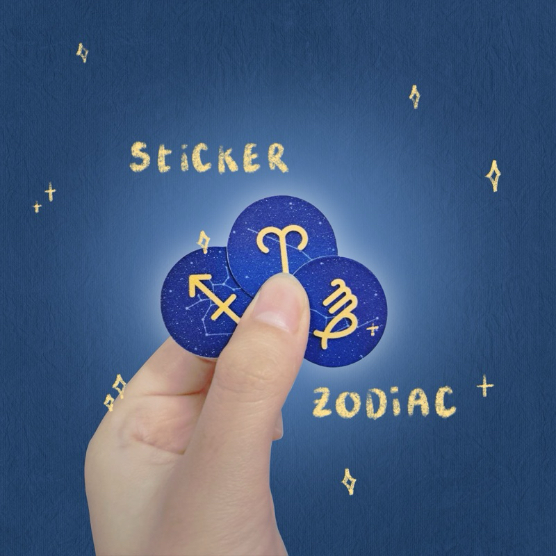 Zodiac stickers สติกเกอร์สัญลักษณ์ 12 ราศี เคลือบกลิตเตอร์