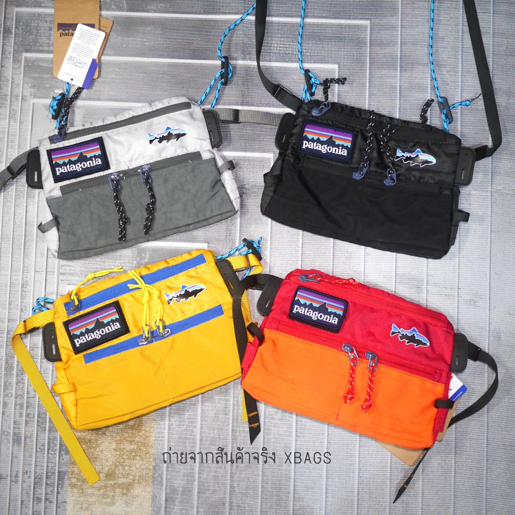 Patagonia สะพายข้างผ้าร่มแบนแนบตัว น้ำหนักเบา พับได้ สายเชือก ปรับสั้นยาวได้ มีซับไหล่