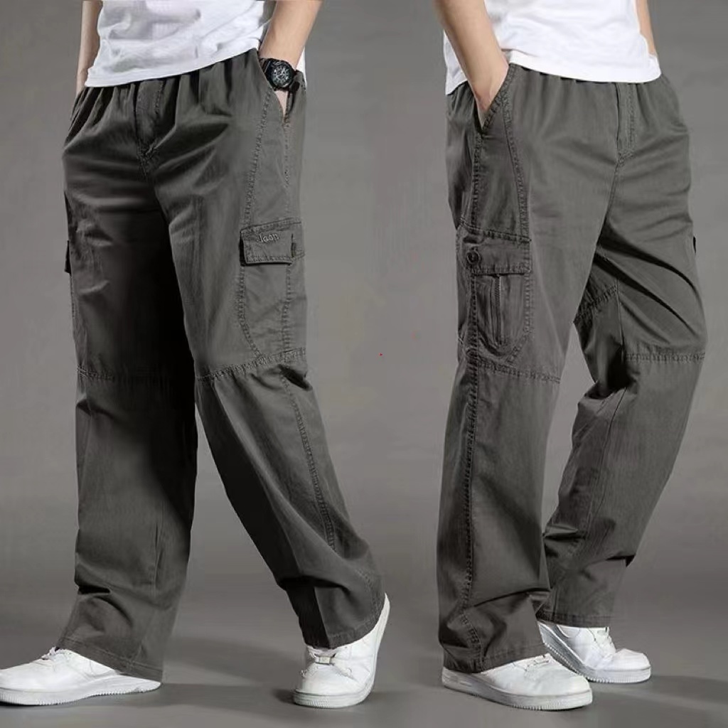 2011#กางเกงขายาวยางยืดลายกระเป๋าแบบใหม่ล่าสุด BIG SIZE 100％cotton