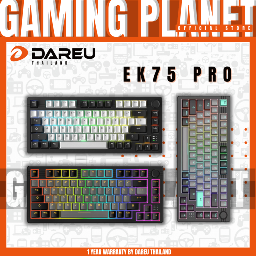 DAREU EK75 Pro คีย์บอร์ดไร้สาย 3 โหมด Gasket mount N-Key Rollover Anti-ghosting RGB Backlight