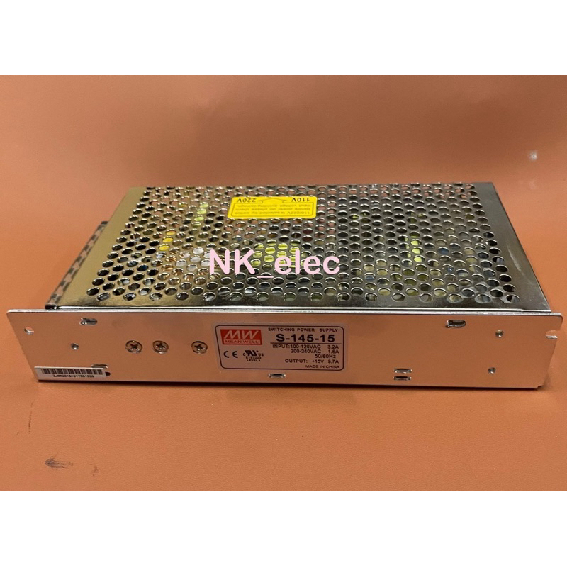 S-145-15 Switching Power Supply INPUT : 100-240VAC OUTPUT : + 15VDC 9.7A