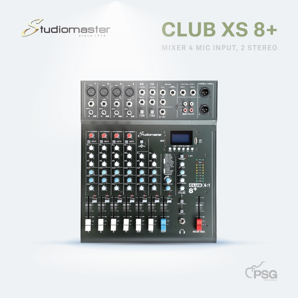 STUDIOMASTER : CLUB XS 8+ MIXER 4 MIC INPUT, 2 STEREO