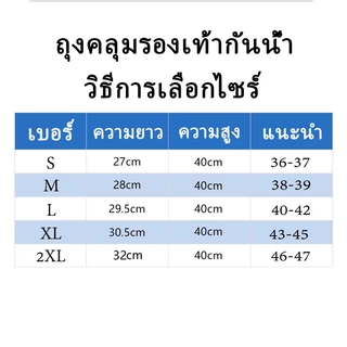 รองเท้ากันน้ำ ถุงคลุมรองเท้า บูทกันน้ำ แบบหนา ทนทานน้ำไม่รั่ว พื้นยางกันลื่น ใส่เดินสบาย ที่หุ้มกันฝน มีหลายขนาดให้เลือก