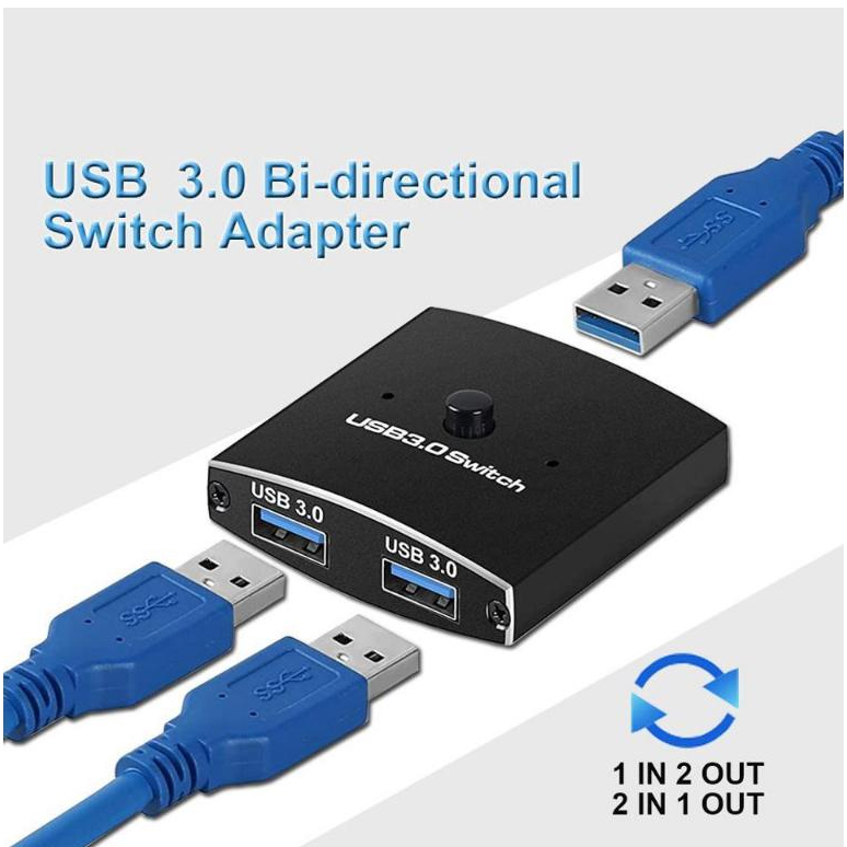 USB 3.0 สวิตช์ KVM Switch 5Gbps 2 In 1 Out สวิทช์ USB USB 3.0 2-Way Sharer สำหรับเครื่องพิมพ์เมาส์และคีย์บอร์ดแชร์