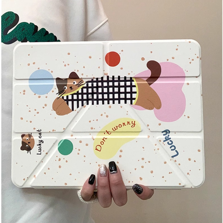 เคสไอแพด Air6 2024 Air4 Gen9/8/7 Pro11 Y-shaped เคสสำหรับไอแพด Crystal Glass for ipad gen10 การพิมพ์ความละเอียดสูง gen6