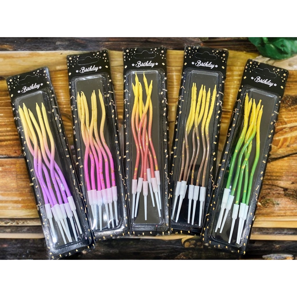 เทียนวันเกิดแบบเกลียวไล่สี ขายส่ง 100ชิ้น (ขายส่ง)