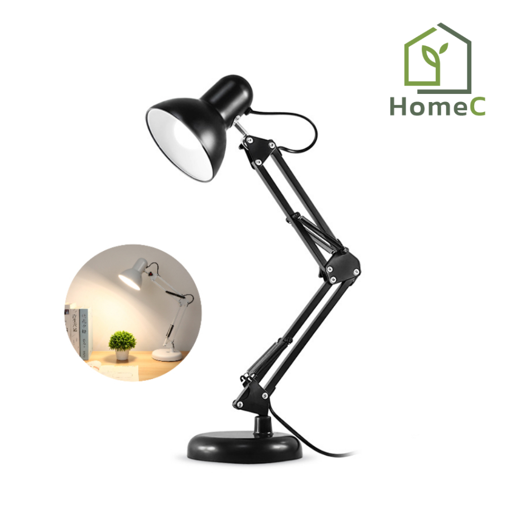 โคมไฟตั้งโต๊ะ ปรับระดับได้รอบทิศทาง สีดำ สีขาว รุ่น Table Reading lamp Adjustable with super long arm E27 MAX 60w Homec