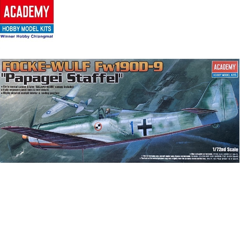 โมเดลเครื่องบิน Academy 12439 (1611 ) FOCKE-WULF FW190D-9 Papagei Staffel scale 1/72
