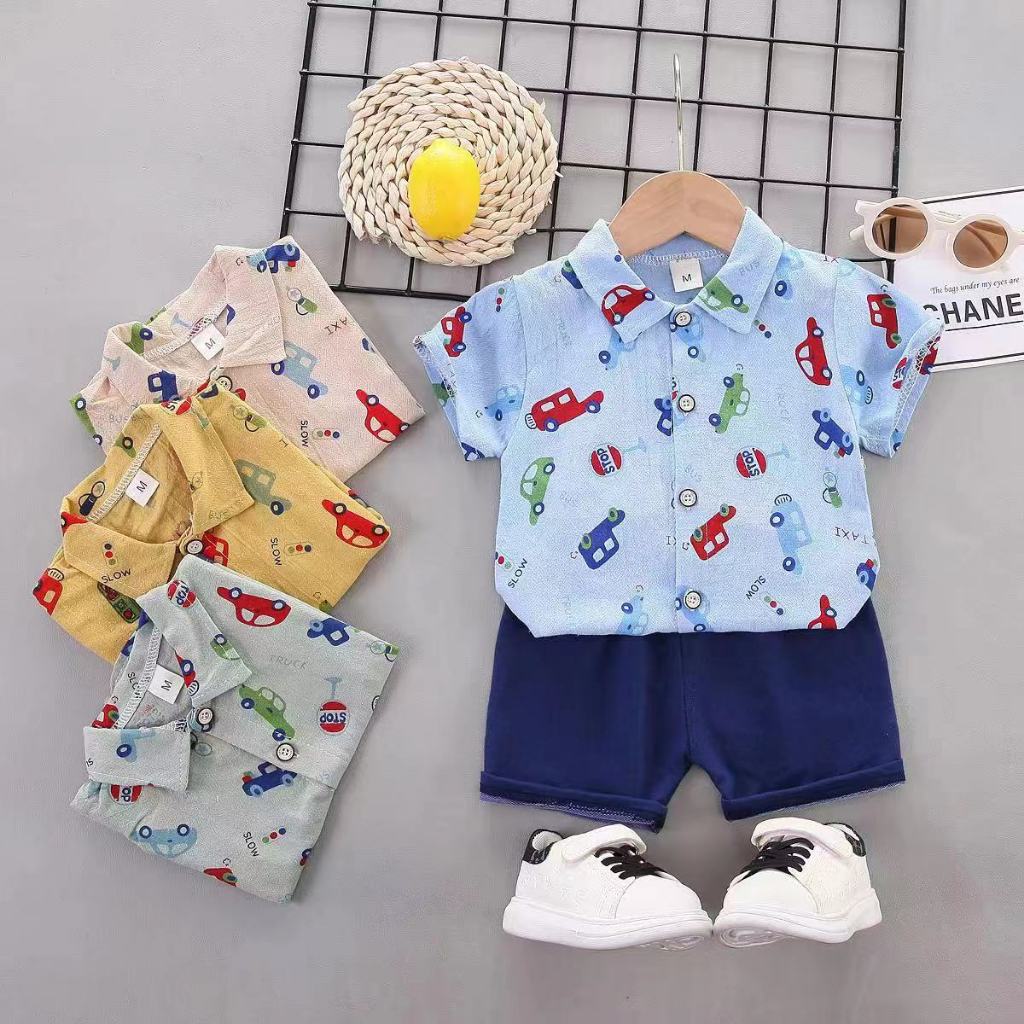 ชุดเด็กผู้ชาย เสื้อผ้าเด็ก เสื้อยืดแขนสั้น+กางเกง