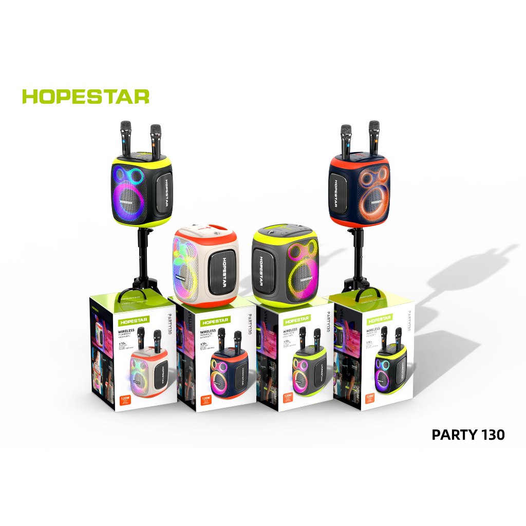 Hopestar Party130 ลำโพงบลูทูธ 120 วัตต์ พร้อมไมค์ลอย2อัน ลำโพง3 ดอก ปรับเบสได้ 3โหมด รุ่นใหม่2024
