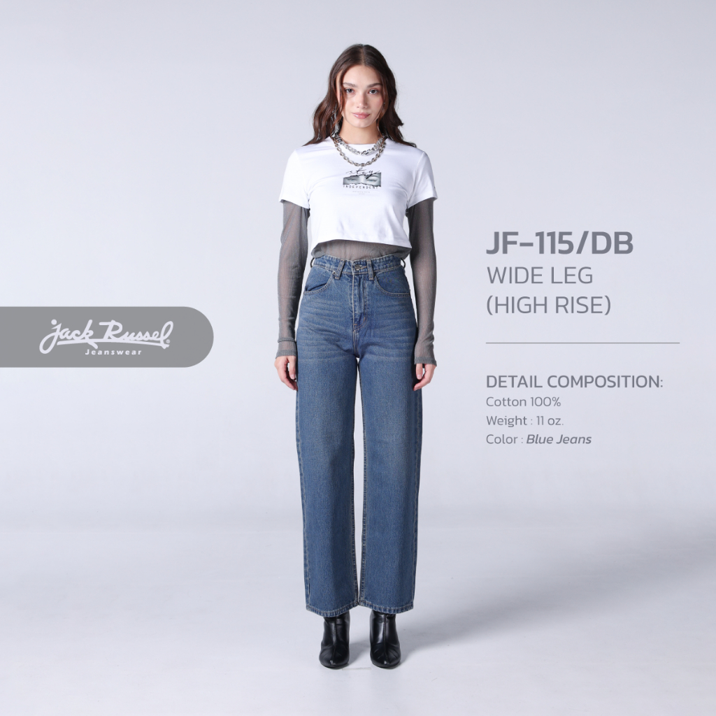 JACK RUSSEL กางเกงยีนส์ผู้หญิง ทรงกระบอก เอวสูง รุ่น JF-115/DB สี DARK BLUE แจ็ครัสเซล