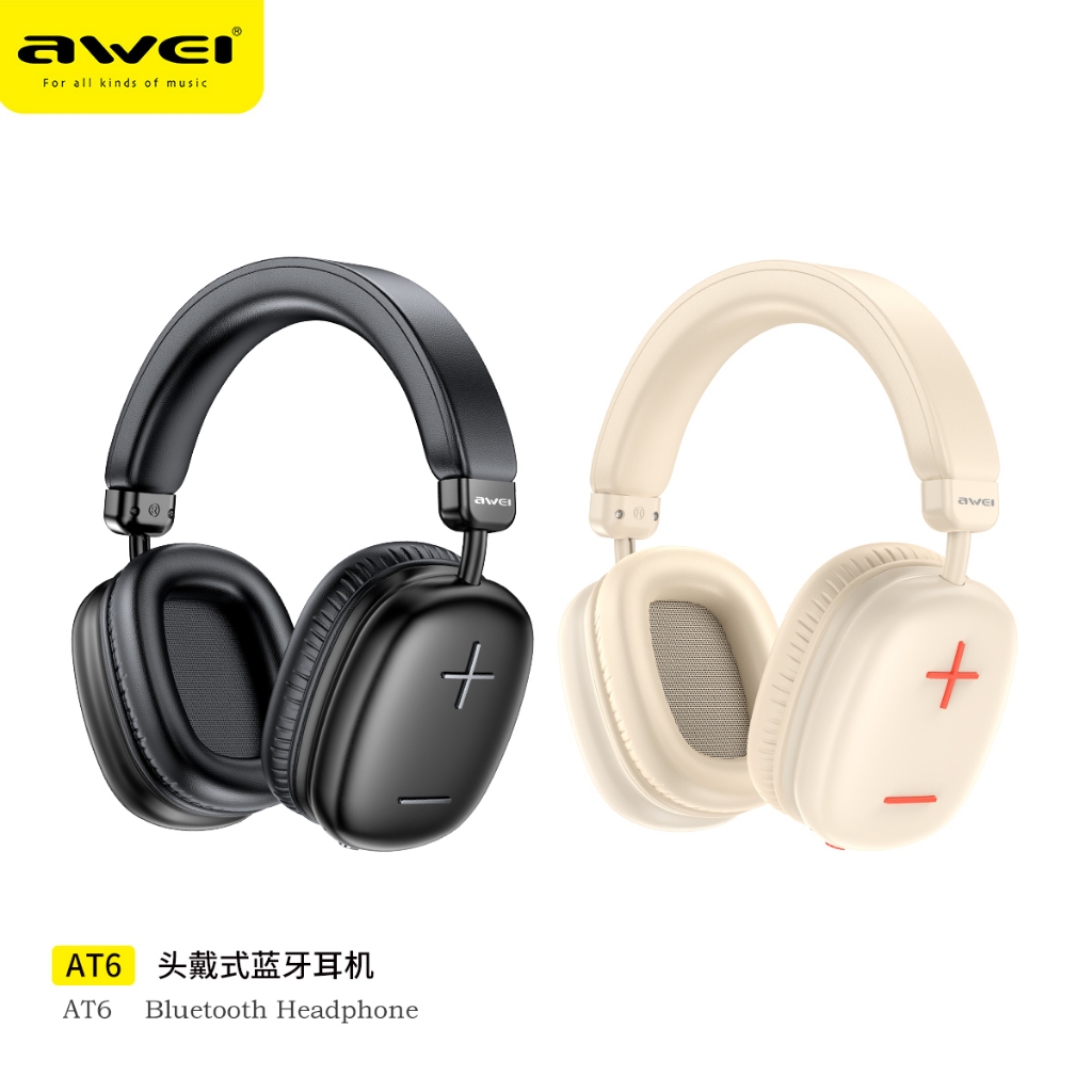 AWEI AT6​หูฟังแบบครอบรุ่นใหม่​ เสียงดีมาก​คุยโทรศัพท์​ได้​ ระบบเสียงHifiเวอร์ชัน​บลูทูธ​5.3