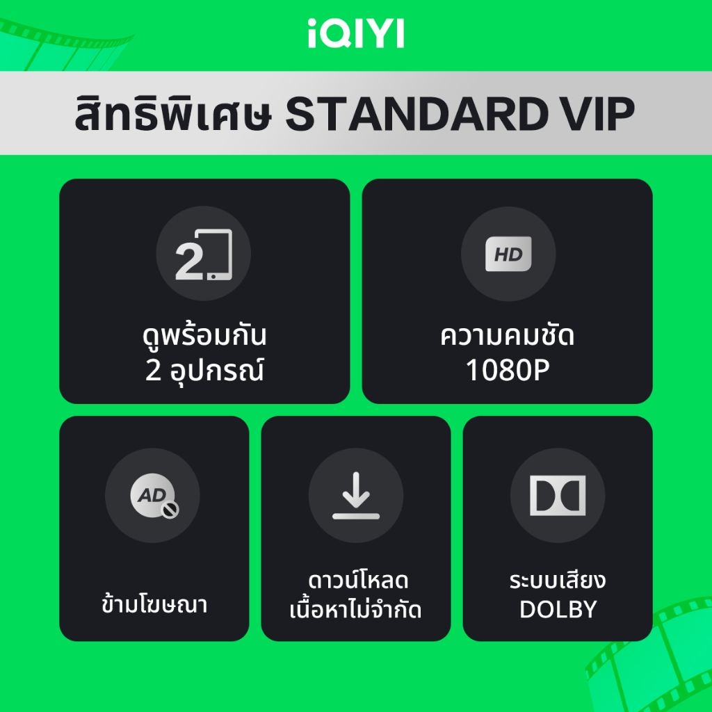 [E-voucher] iQIYI STANDARD VIP มาตรฐาน 1 วัน แอปดูหนัง/ซีรีส์ แบบซับไทยและพากย์ไทย