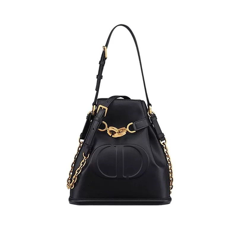 👜Dior/New Bucket Bag cowhide embossed handbag Shoulder crossbody bag ของแท้ 100%