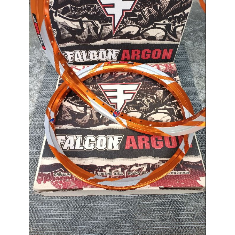 วงล้อ FALCON ARGON ทรงเอ สีทองเข้ม ลายสายฟ้า 1.4หน้า/หลัง ขอบ17 ขอบล้อ ฟอลค่อน (ราคาต่อคู่)