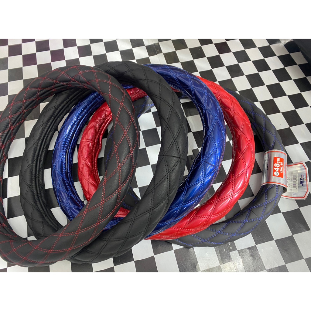 นวมหุ้มพวงมาลัยหนังเกรดญี่ปุ่น (ขนาด45/46cm) #สี #แดงแก้ว น้ำเงินแก้ว ดำด้ายดำ ดำด้ายแดง รถบรรทุก 6ล้อ,10ล้อ สวย