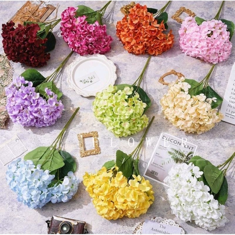 ช่อไฮเดรนเยียใหญ่ 5หัว ช่อดอกไม้ประดิษฐ์ พร้อมส่งจ้า💐