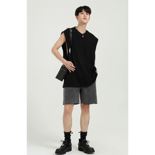 (โปร 1 แถม 1) เสื้อยืดแขนกุด เสื้อแขนตัด สไตล์เกาหลี เสื้อใส่อยู่บ้าน ใส่เที่ยว ผ้า Cotton 100% ทอพิเศษหนานุ่มใส่สบาย B1
