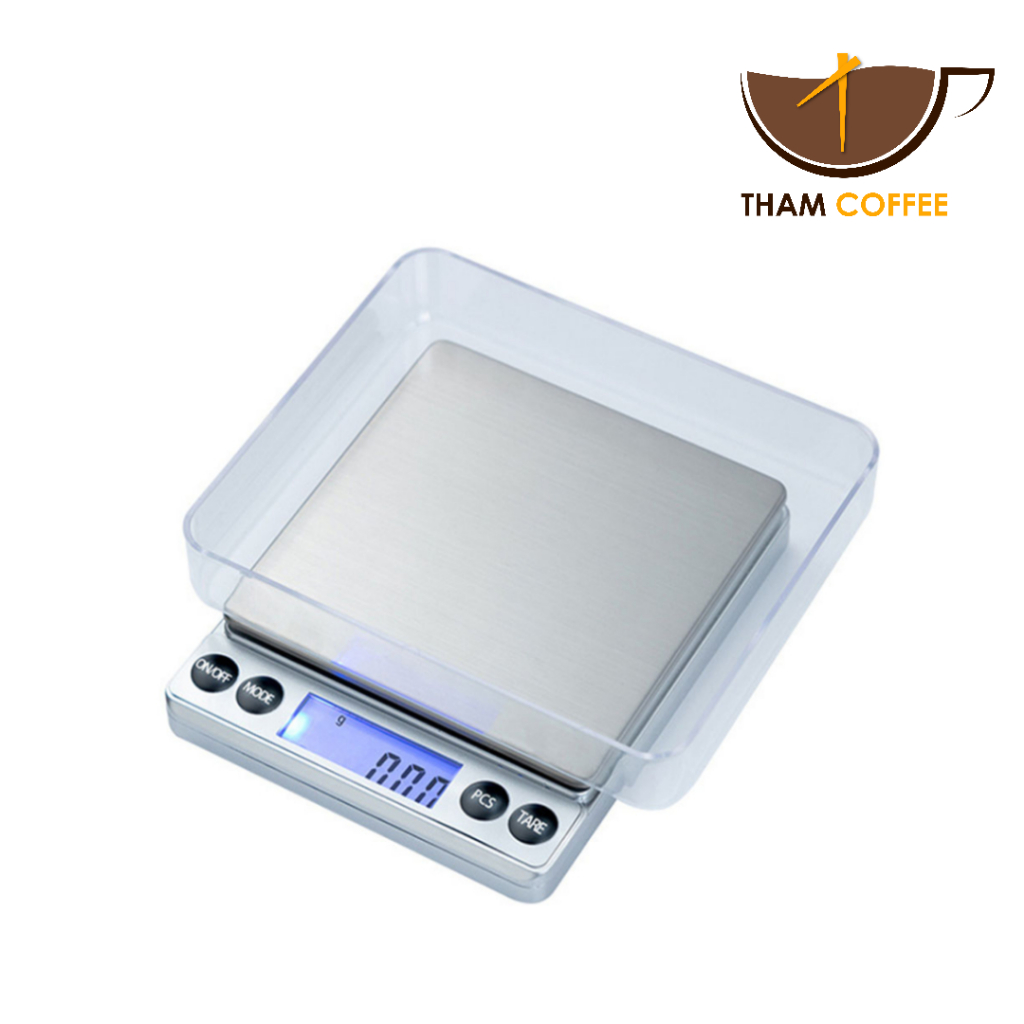 ตาชั่ง เครื่องชั่งดิจิตอล เครื่องชั่งอาหาร Scale หน้าจอ LCD ขนาด 1.7 นิ้วพร้อมแสงไฟสีฟ้า ฟรีสายชาร์จ USB Tham coffee