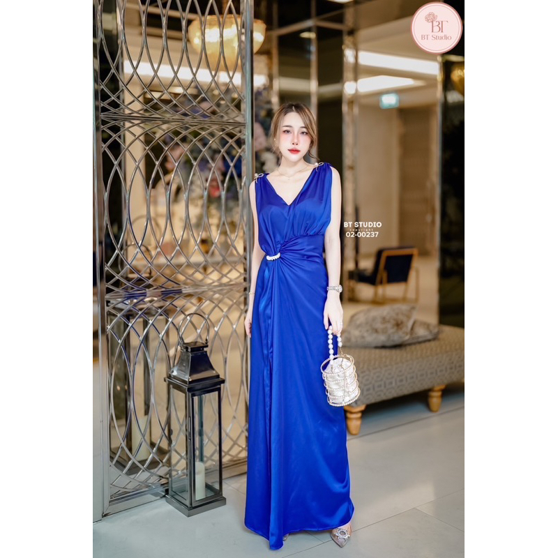 BT 02-00237 (NAVY) เดรสยาวสีน้ำเงิน