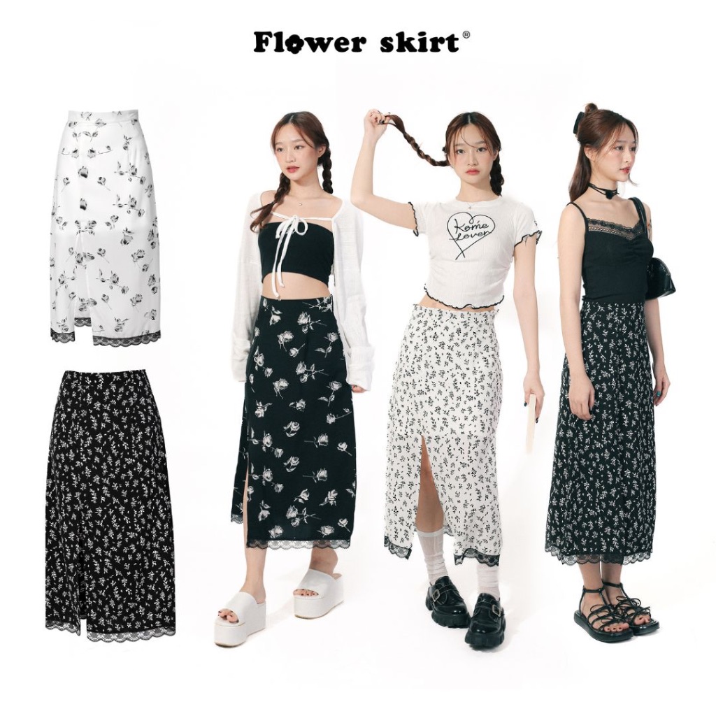 kome.offi กระโปรงยาวลายดอก รุ่น Rosita skirt / Olive skirt