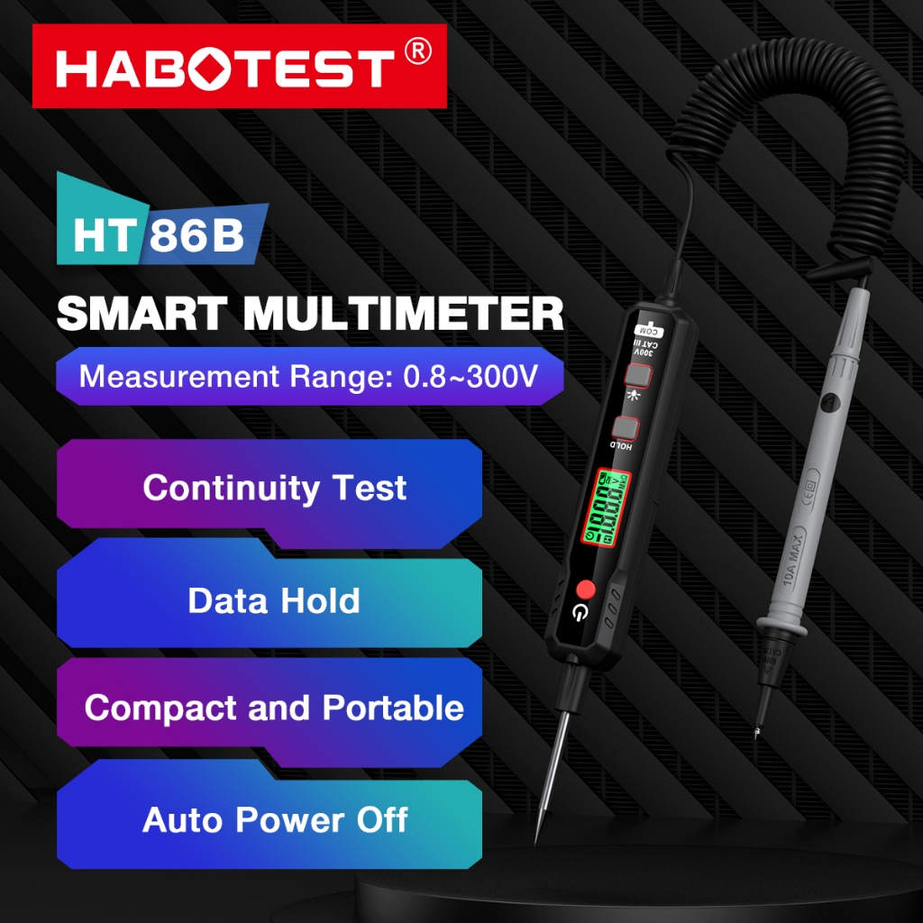 HABOTEST HT86B เครื่องทดสอบแรงดันไฟฟ้า ปากกา โวลต์มิเตอร์ ดิจิทัล มัลติมิเตอร์ AC / DC เครื่องตรวจจับแรงดันไฟฟ้า