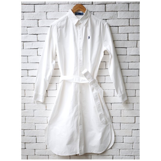 POLO RALPH LAUREN BELTED COTTON OXFORD SHIRTDRESS #เดรสผู้หญิง
