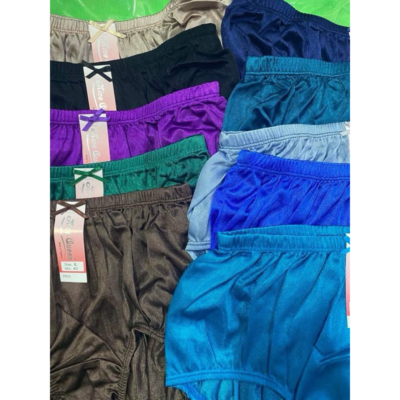 กางเกงในผ้าในล่อน-ผ้ามัน-ผ้าลื่น-คนแก่ เบอร์ M-L-XL-LL-LLL ยี่ห่อ Nice green B 100-120