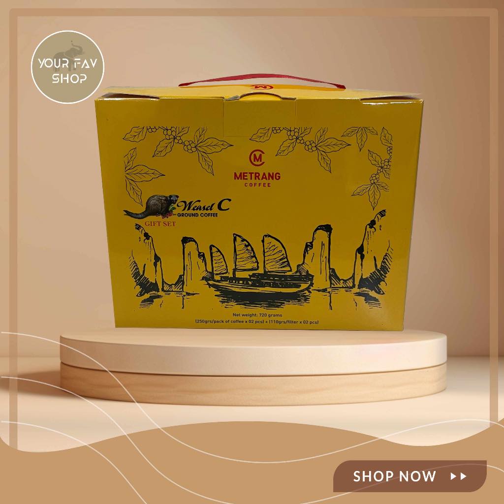 กาแฟเวียดนาม [Gift set] เซตดริป กาแฟคั่วบดขี้ชะมด  METRANG รุ่น Weasel C Ground Coffee ขนาด 500 กรัม