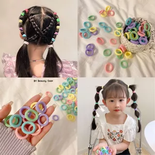 ยางรัดผมเด็ก แพ็ค 100 ชิ้น คละสี มีความยืดหยุ่น ไม่กินผม สีเรืองแสง สีพาสเทล สีสดใส