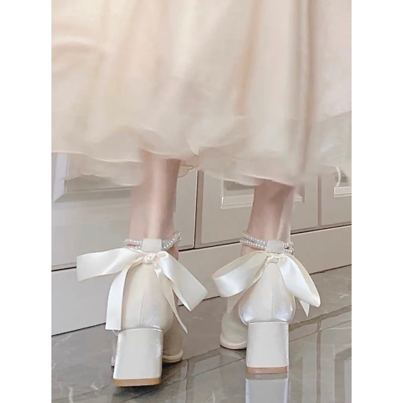 Fairy Style Bow White Sweet Mary Jane Shoes