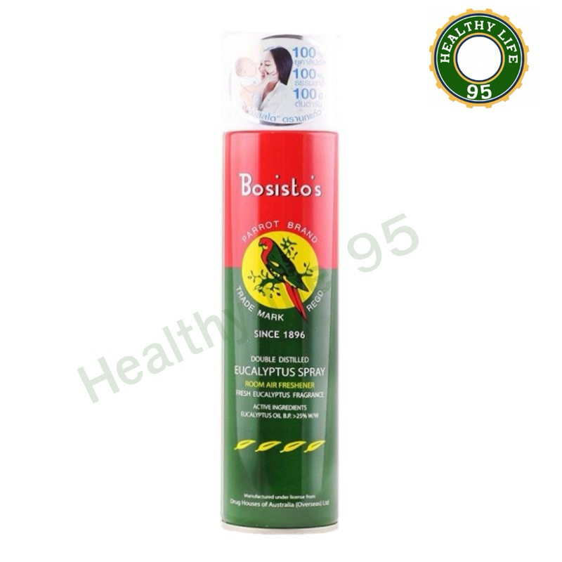 Bosisto Parrot Eucalyptus Spray ขวดใหญ่ 300Ml.(P-1211)น้ำมันยูคาลิปตัส นกแก้ว ชนิดสเปรย์ ช่วยปรับอากาศ กลิ่นหอม ปลอดภัย