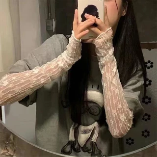 พร้อมส่งในไทย// 01ลูกไม้ซีทรู ถุงมือตาข่ายลูกไม้ แฟชั่นโลลิต้า (Lolita Fashion) ปลอกแขนแฟชั่น