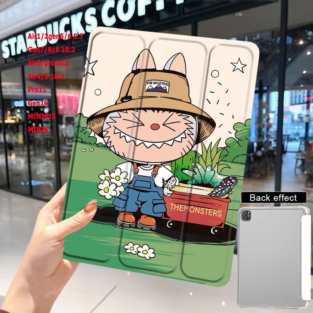 การ์ตูนน่ารักชุดรูปแบบฝาพับยืนกรณีสําหรับกรณีแท็บเล็ต Gen10 Air6 11 นิ้ว Pro11 Gen7gen8 Gen9 Gen5 Ge