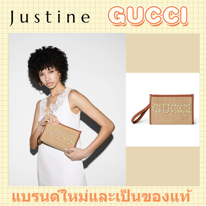 กระเป๋าคลัทช์ GUCCI พร้อมโลโก้ Gucci ใหม่และแท้