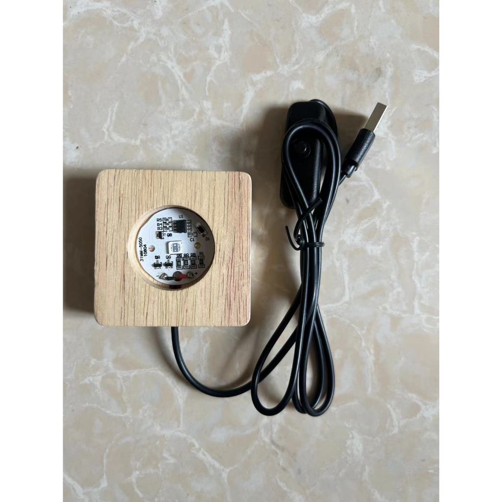 3Dโคมไฟคริสตัลไฟแพลตฟอร์มคริสตัล, การตกแต่งห้องนอนกลางคืนข้างเตียง ฐานUSB