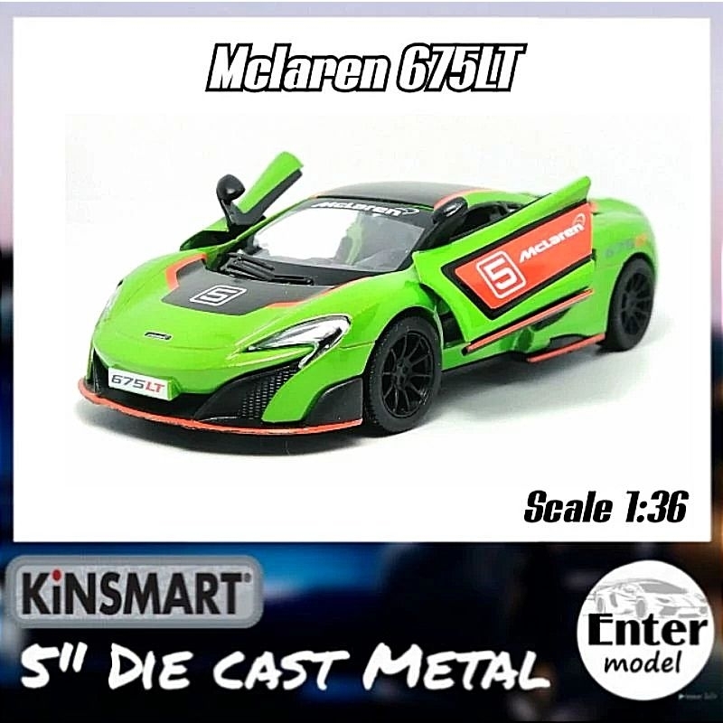 KINSMART โมเดลรถเหล็ก McLaren 675LT ยาว 12.5cm Scale1/36 ลิขสิทธิ์แท้ ประตูเปิดได้ มีลาน